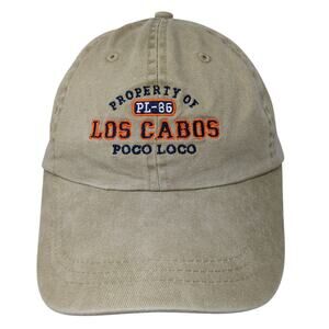 Property of Los Cabos Poco Loco Baseball Cap Beige One Size Adjustable Cotton